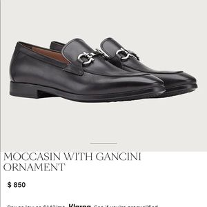 Mens Ferragamo Black moccasin with gancini ornament size 10